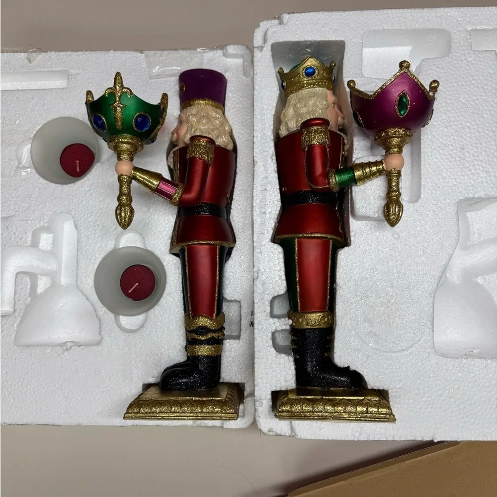 Nutcracker Candleholders with Glitter Accents